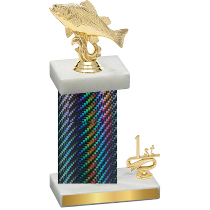 Accented Single Black Carbon Fiber First Place Fishing Trophy