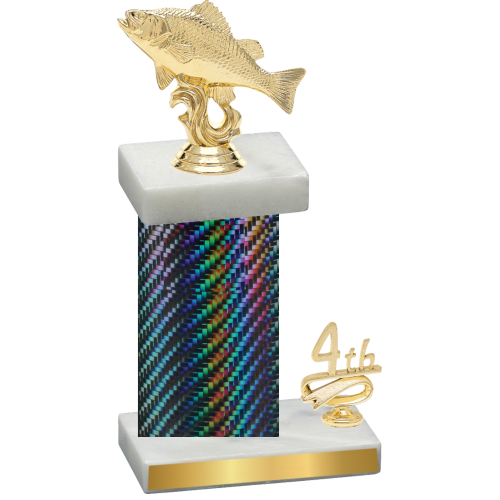 Accented Single Black Carbon Fiber Fourth Place Fishing Trophy