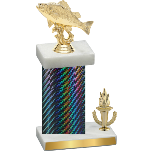 Accented Single Black Carbon Fiber Victory Fishing Trophy