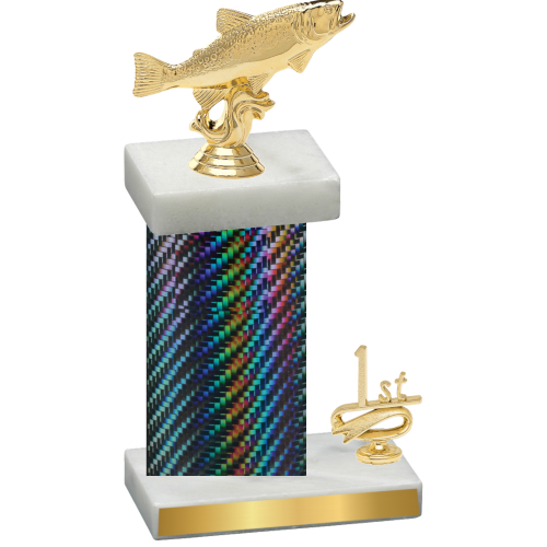 Accented Single Black Carbon Fiber First Place Fishing Trophy