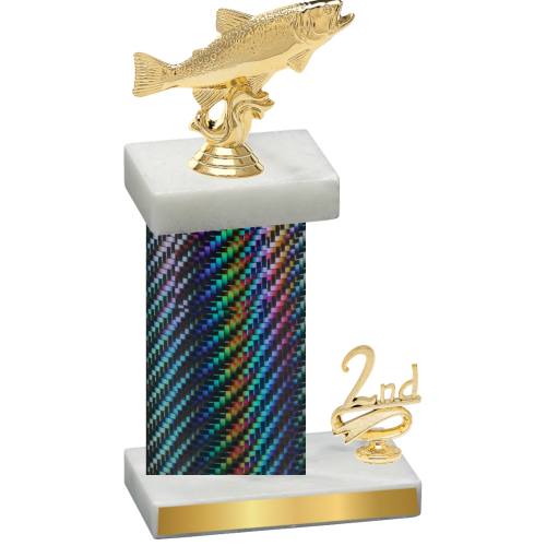 Accented Single Black Carbon Fiber Second Place Fishing Trophy