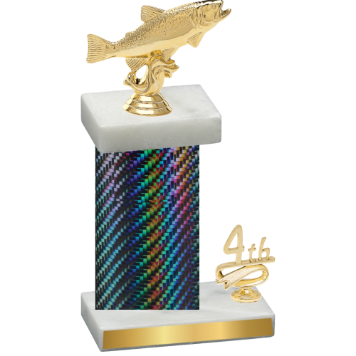 Accented Single Black Carbon Fiber Fourth Place Fishing Trophy
