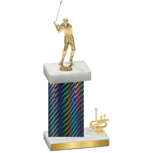 Accented Single Black Carbon Fiber First Place Golf Trophy