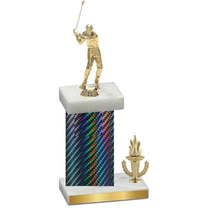 Accented Single Black Carbon Fiber Victory Golf Trophy