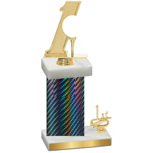 Accented Single Black Carbon Fiber First Place Golf Trophy