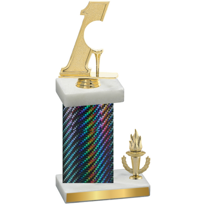 Accented Single Black Carbon Fiber Victory Golf Trophy