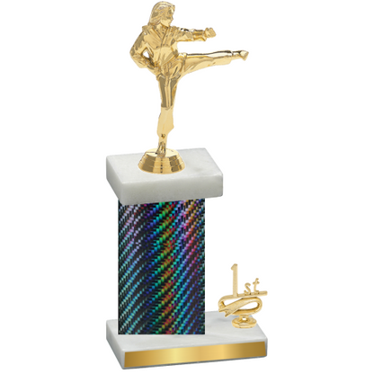 Accented Single Black Carbon Fiber First Place Karate Trophy