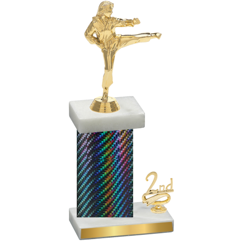 Accented Single Black Carbon Fiber Second Place Karate Trophy