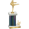 Accented Single Black Carbon Fiber Third Place Karate Trophy