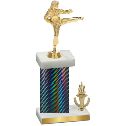 Accented Single Black Carbon Fiber Victory Karate Trophy