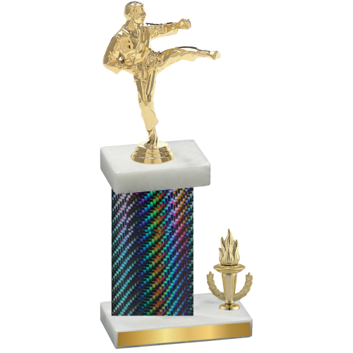 Accented Single Black Carbon Fiber Victory Karate Trophy