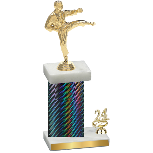 Accented Single Black Carbon Fiber Year Karate Trophy