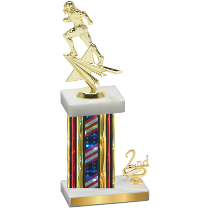 Accented Single Flag USA Second Place Football Trophy