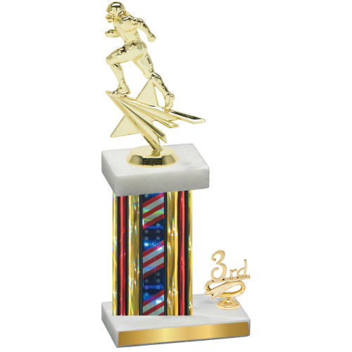 Accented Single Flag USA Third Place Football Trophy