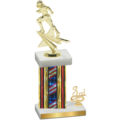 Accented Single Flag USA Third Place Football Trophy