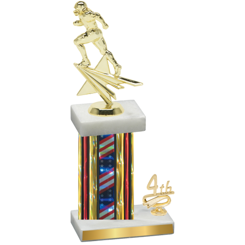 Accented Single Flag USA Fourth Place Football Trophy