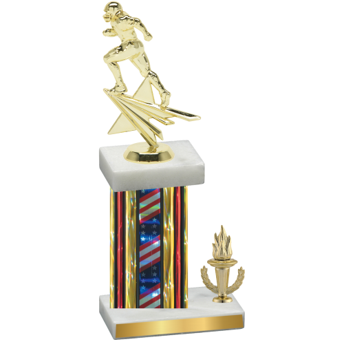 Accented Single Flag USA Victory Football Trophy