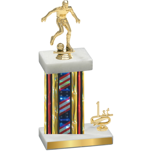 Accented Single Flag USA First Place Soccer Trophy