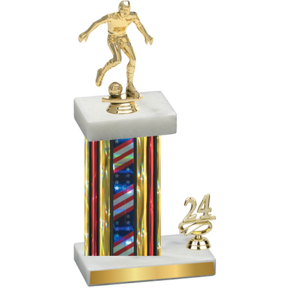 Accented Single Flag USA Year Soccer Trophy