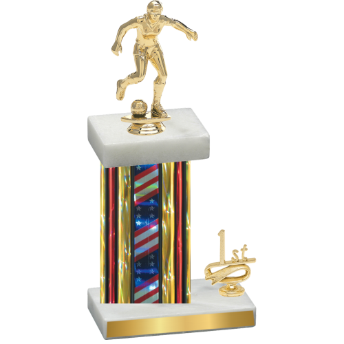 Accented Single Flag USA First Place Soccer Trophy