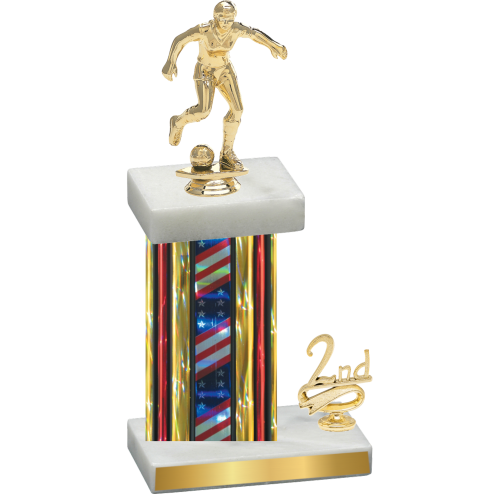 Accented Single Flag USA Second Place Soccer Trophy