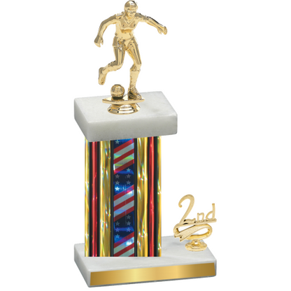 Accented Single Flag USA Second Place Soccer Trophy