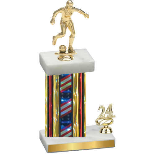 Accented Single Flag USA Year Soccer Trophy