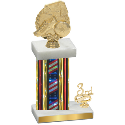 Accented Single Flag USA Third Place Soccer Trophy