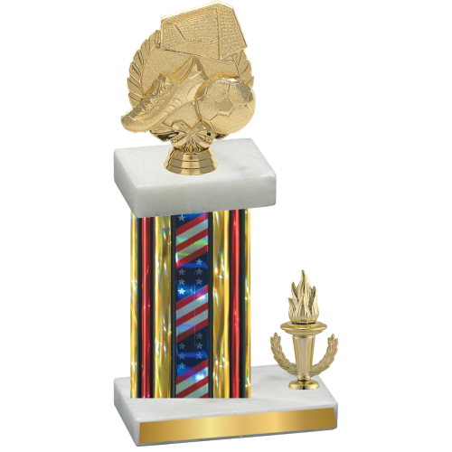 Accented Single Flag USA Victory Soccer Trophy