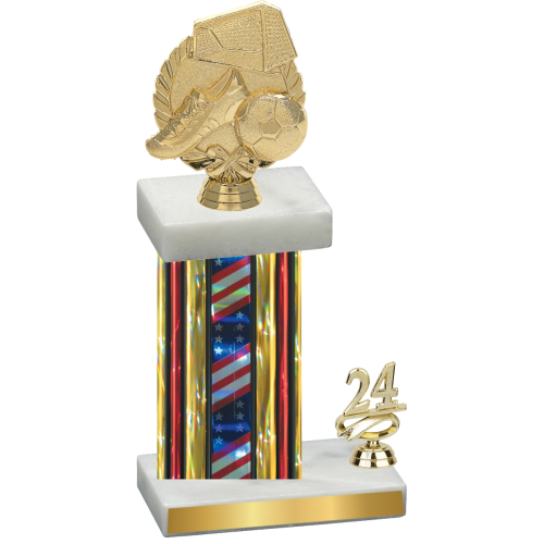 Accented Single Flag USA Year Soccer Trophy