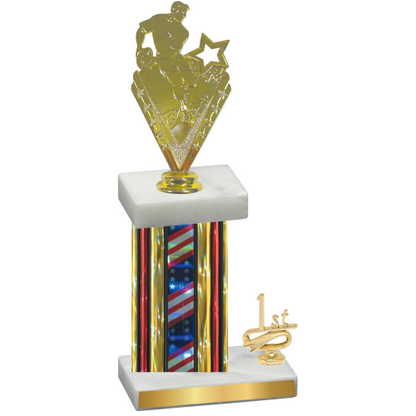 Accented Single Flag USA First Place Rugby Trophy