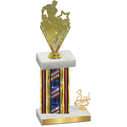 Accented Single Flag USA Third Place Rugby Trophy