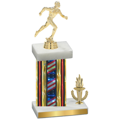 Accented Single Flag USA Victory Running Trophy