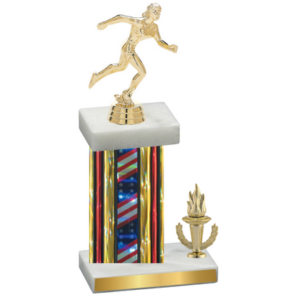 Accented Single Flag USA Victory Running Trophy