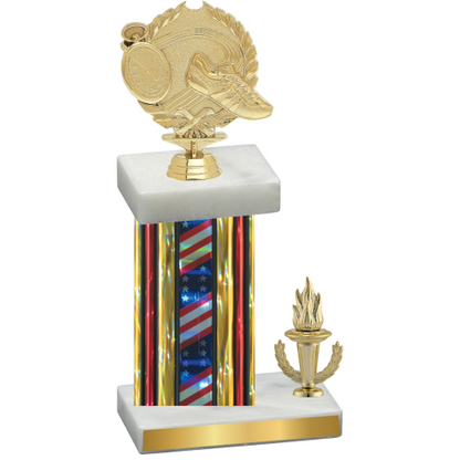 Accented Single Flag USA Victory Running Trophy