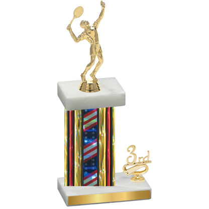 Accented Single Flag USA Third Place Tennis Trophy