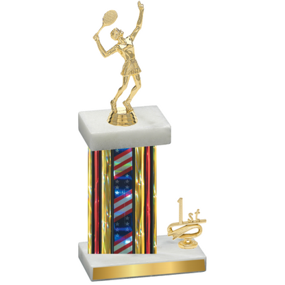 Accented Single Flag USA First Place Tennis Trophy