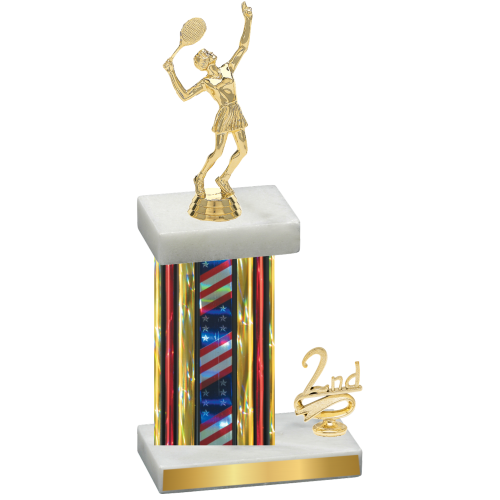 Accented Single Flag USA Second Place Tennis Trophy