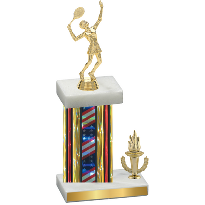 Accented Single Flag USA Victory Tennis Trophy