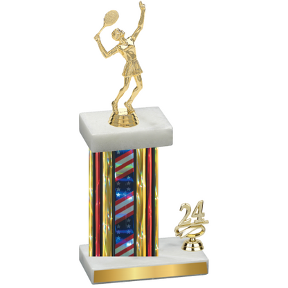 Accented Single Flag USA Year Tennis Trophy