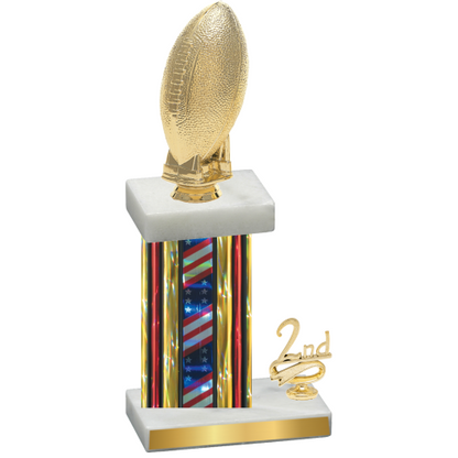 Accented Single Flag USA Second Place Football Trophy