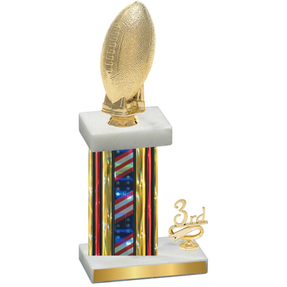 Accented Single Flag USA Third Place Football Trophy