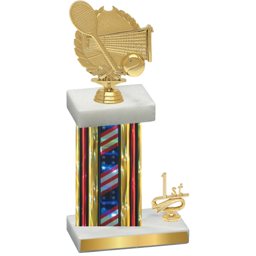 Accented Single Flag USA First Place Tennis Trophy