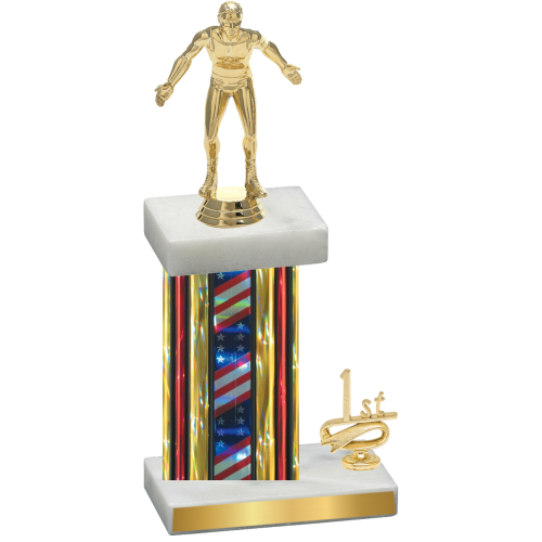 Accented Single Flag USA First Place Wrestling Trophy