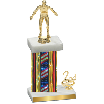 Accented Single Flag USA Second Place Wrestling Trophy