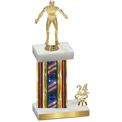 Accented Single Flag USA Year Wrestling Trophy