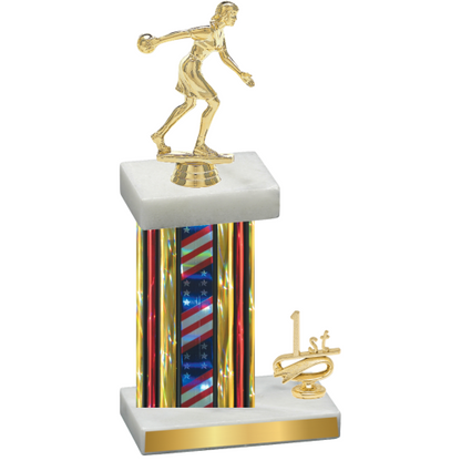 Accented Single Flag USA First Place Bowling Trophy