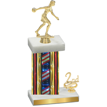 Accented Single Flag USA Second Place Bowling Trophy