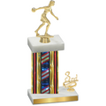 Accented Single Flag USA Third Place Bowling Trophy