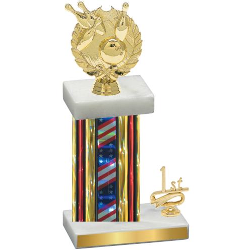 Accented Single Flag USA First Place Bowling Trophy